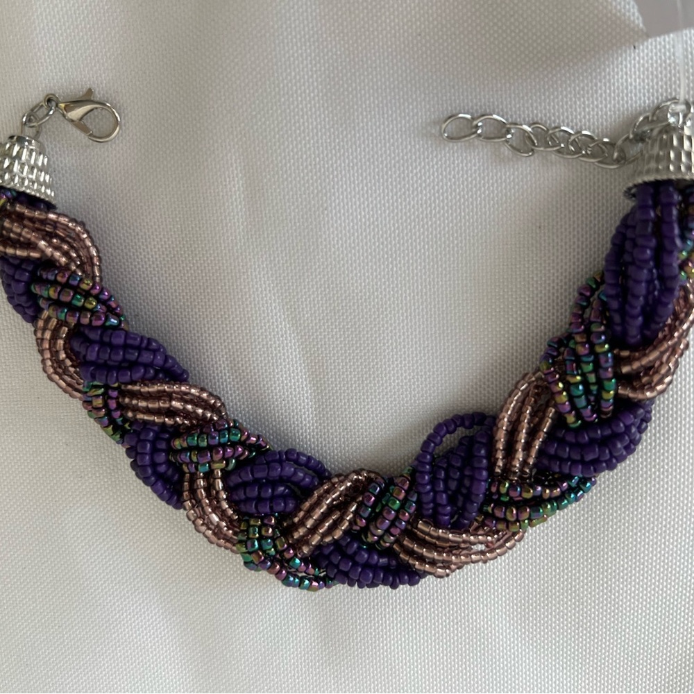 Multicolored Gold Glass Seed Bead Braided Bracelet Holiday Birthday Mother Day